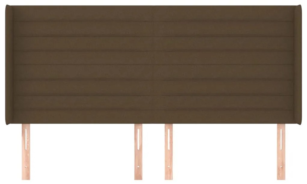 Cabeceira cama c/ abas tecido 203x16x118/128 cm castanho-escuro