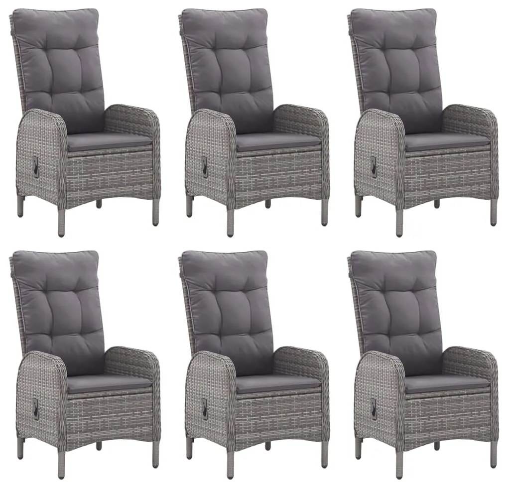 7 pcs conjunto de jantar para jardim cinzento