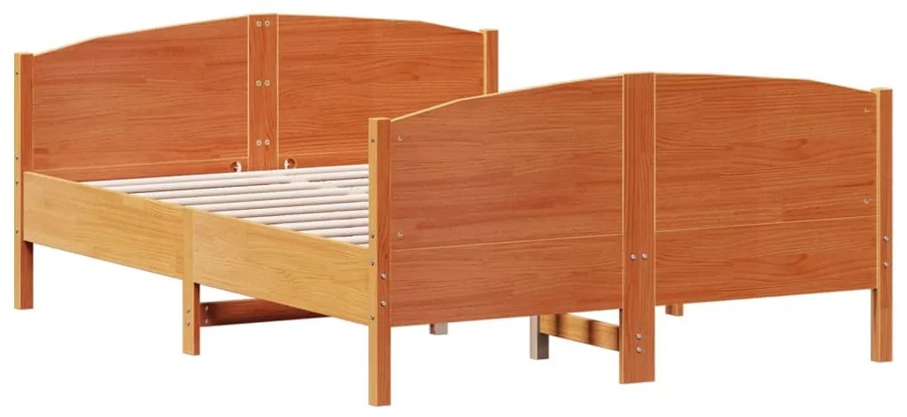 Cama sem colchão 140x200 cm madeira pinho maciça castanho-mel