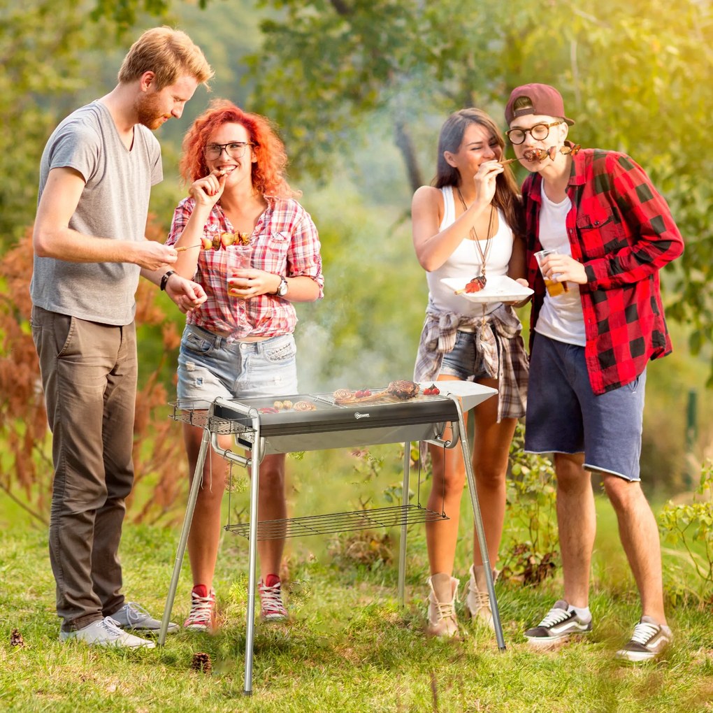 Outsunny Barbecue a Carvão Barbecue Portátil com Grelha de Aço Inoxidá