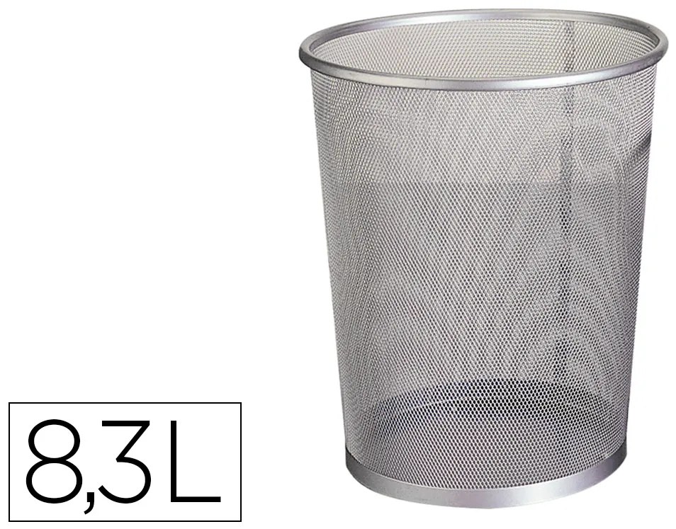 Cesto de Papeis Q-Connect de Rede Metálico Prata Capacidade 8,3 Litros 26x23,5 cm