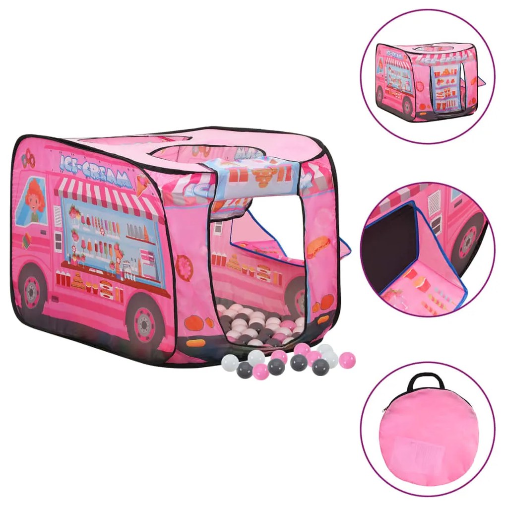 3107753 vidaXL Tenda de brincar infantil com 250 bolas 70x112x70 cm rosa