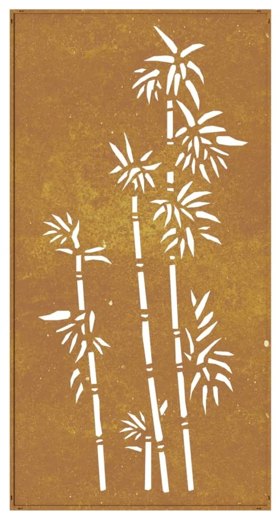 Decoração p/ muro de jardim 105x55 cm aço corten design bambu
