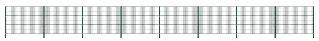 vidaXL Painel de vedação com postes ferro 13,6x1,2 m verde