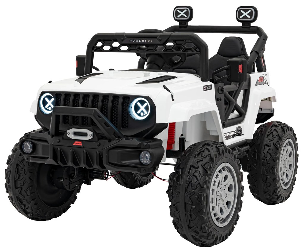 Jipe elétrico para Crianças 12V 4x4 OFF ROAD Speed Rodas de EVA, Assento de couro Branco