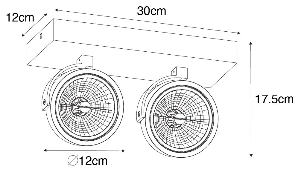 Projetores de design cinzento ajustáveis 2 luzes - Go