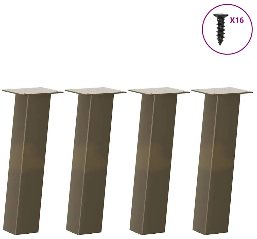 vidaXL Pés para mesa de centro 4 peças aço natural 42 cm aço