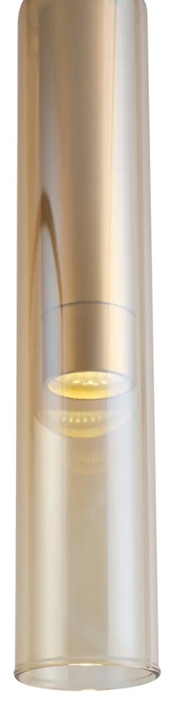 Foco moderno dourado com vidro âmbar para sistema de calhas monofásico - Slimline Loyce Moderno