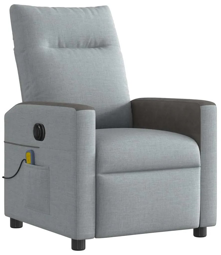 Poltrona de massagens reclinável elétrica tecido cinzento-claro