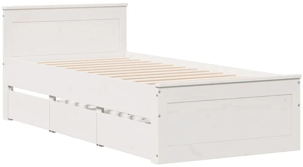Cama sem colchão com cabeceira 90x200 cm pinho maciço branco