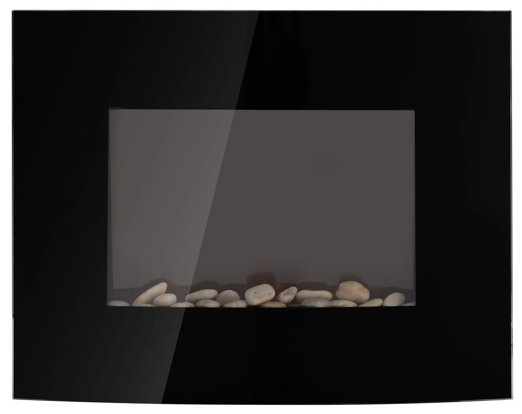 HOMCOM Lareira Elétrica de Parede  Potência 900/1800W Controlo Remoto Efeito de Chama Realista em 7 Cores 65x11,4x52cm Preto | Aosom Portugal