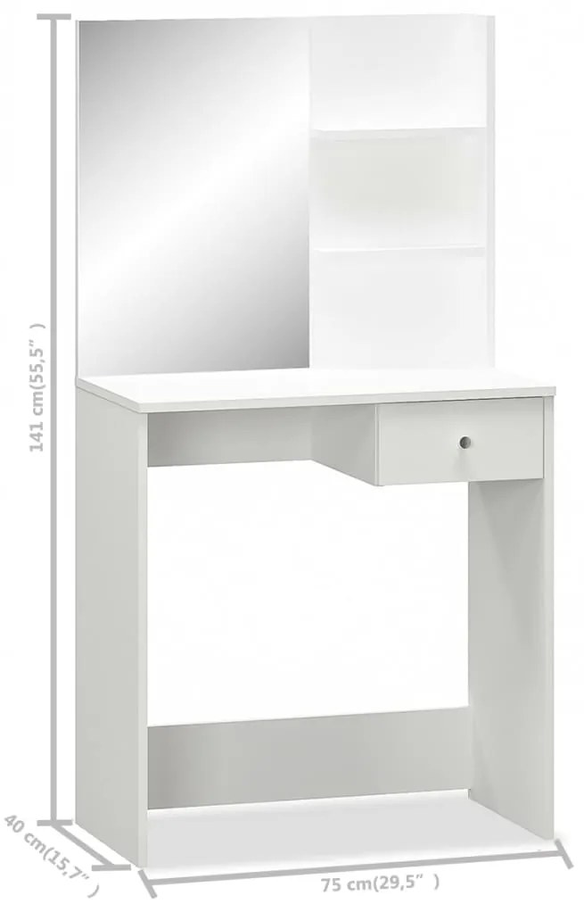 Toucador em aglomerado 75x40x141 cm branco