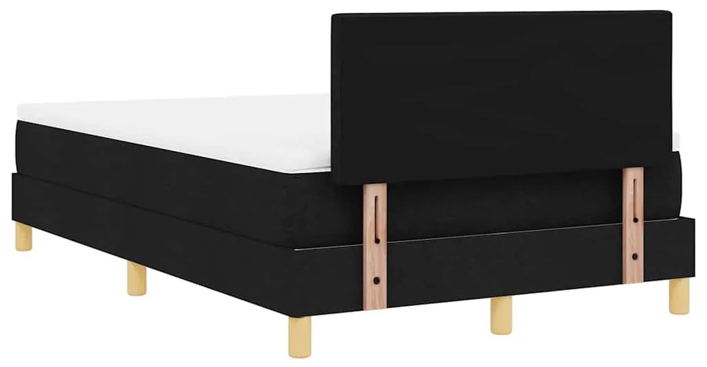 Cama Box Spring com Colchão &amp; LED Preto 120x190 cm Tecido