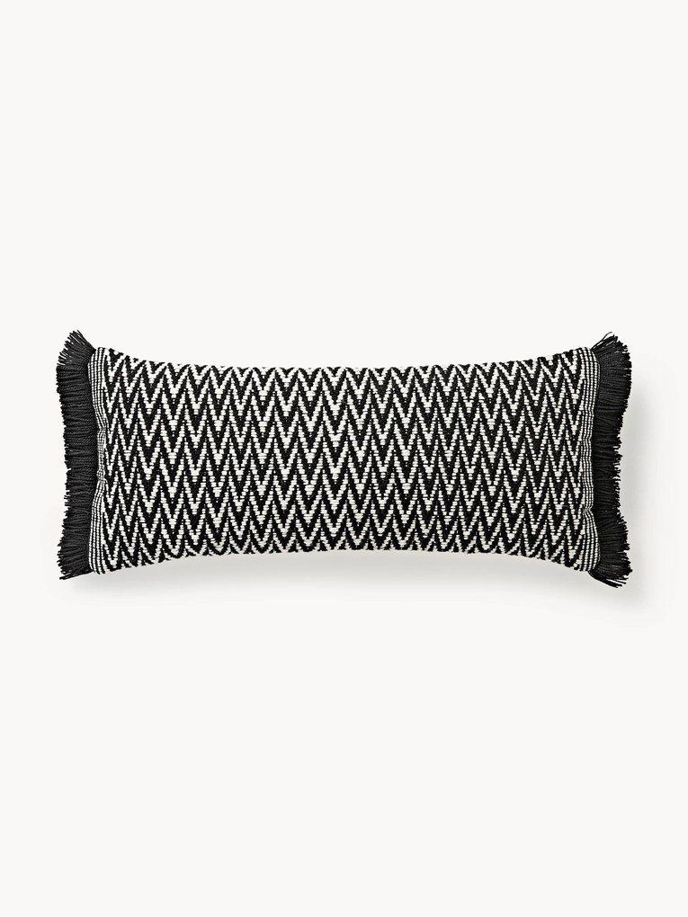 Capa de almofada para exterior com padrão tecido e franjas Suria