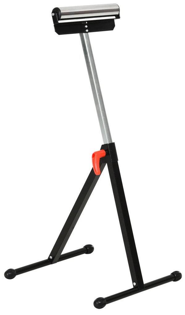 Cavalete Telescópico com Rolo Dobrável e Altura Ajustável entre 68-110cm com Manivela de Bloqueio Carga Máx. 60/90kg Preto e Prata