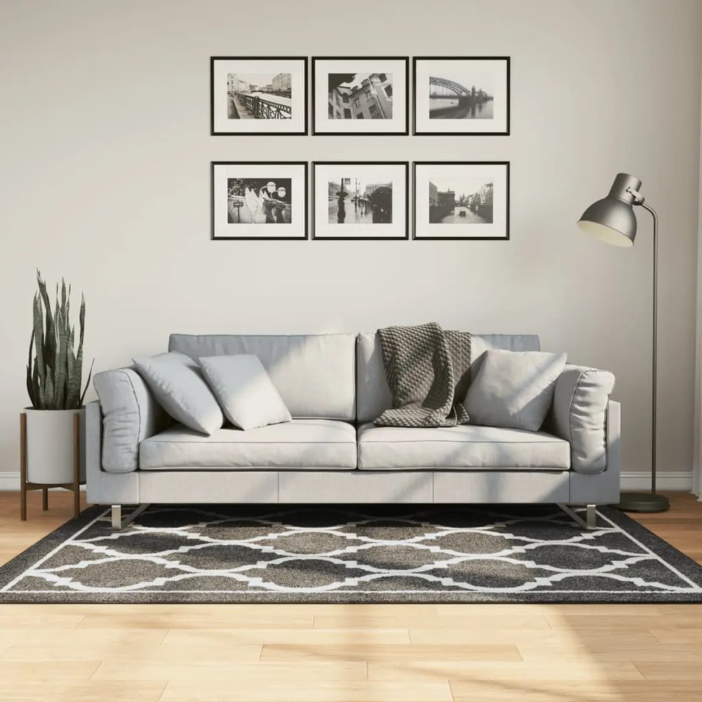 vidaXL Tapete lavável antiderrapante 120x180 cm preto e branco