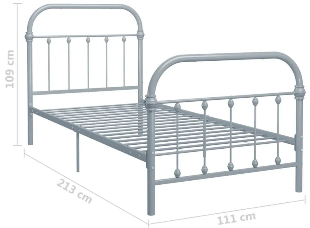 Estrutura de cama 100x200 cm metal cinzento