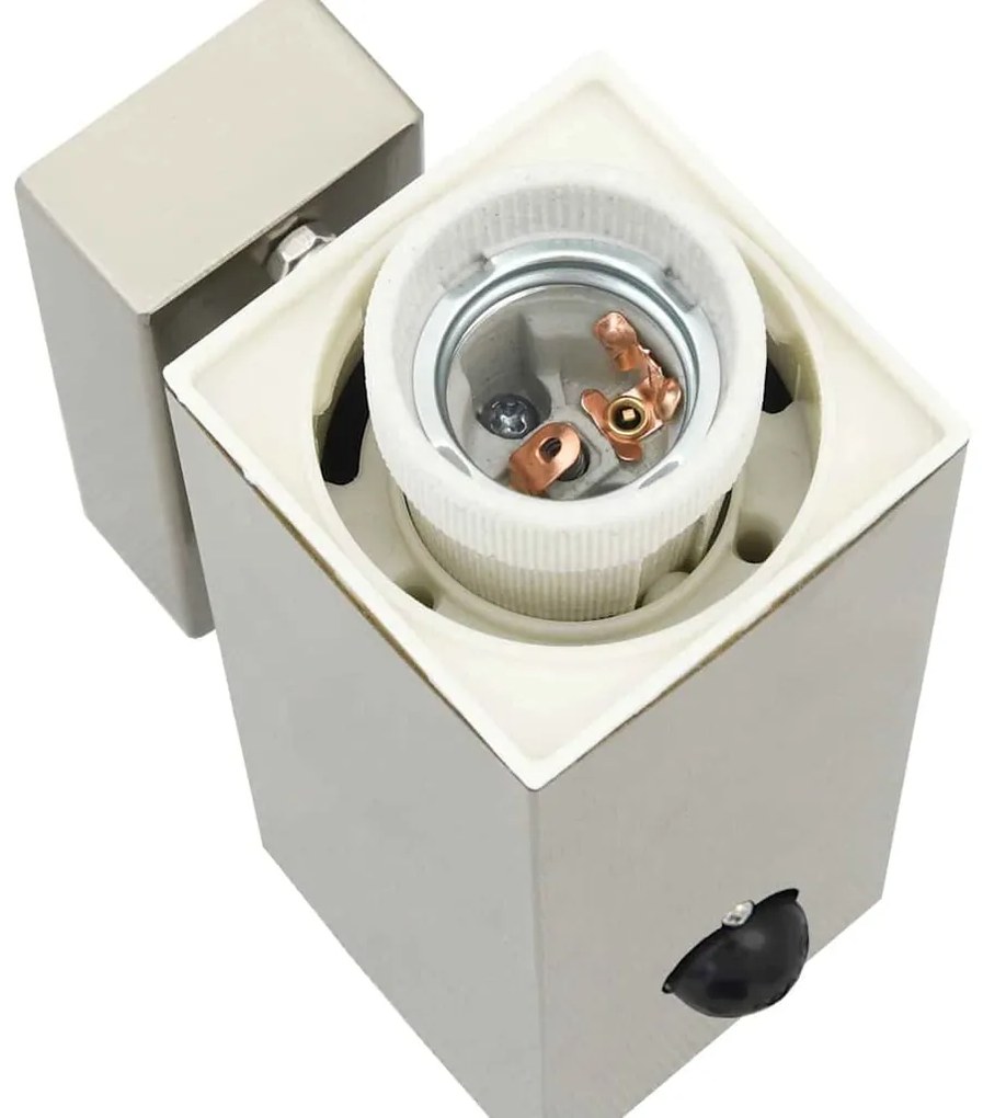 Luz de Parede Externa com Sensor Prateada Aço Inoxidável IP44