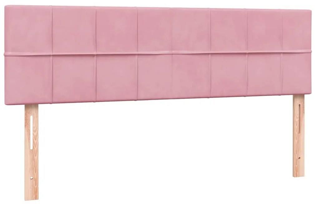 Cama com molas/colchão 140x210 cm veludo Rosa