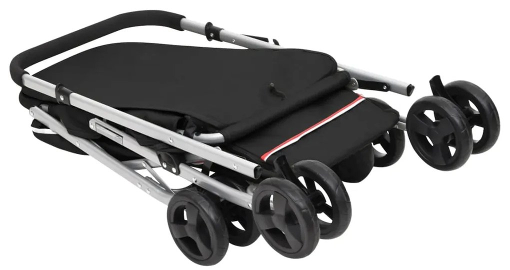 Carrinho dobrável para cães 100x49x96 cm tecido linho preto