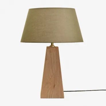 Candeeiro De Mesa Em Madeira De Manga Taraua Madeira De Manga & Sage Green Ø40 Cm Monaco - Sklum