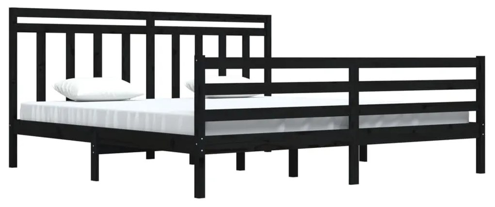 Estrutura de cama 200x200 cm madeira maciça preto