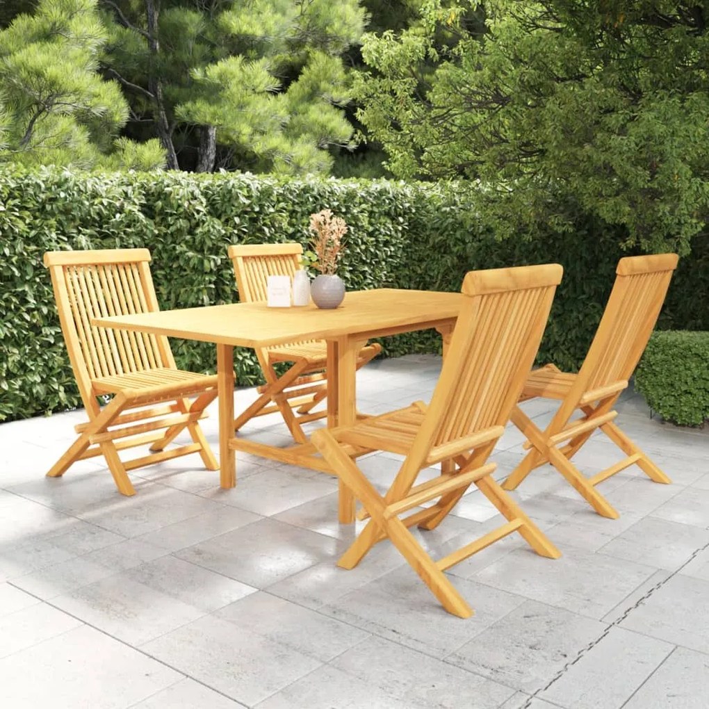 vidaXL 5 pcs conjunto de jantar para jardim madeira de teca maciça