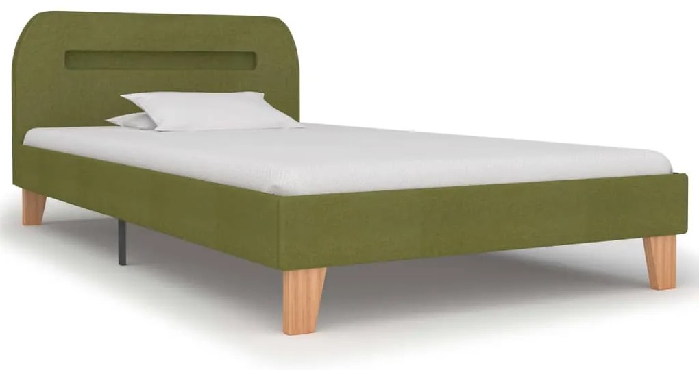 Estrutura de cama com LED em tecido 90x200 cm verde