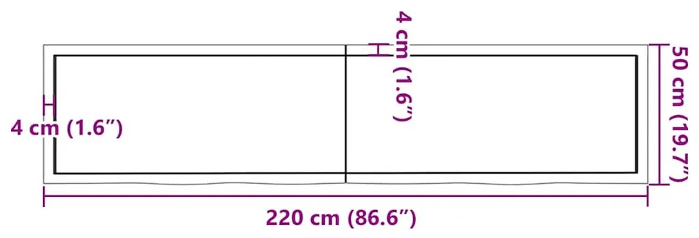 Prateleira de parede 220x50x(2-6) cm carvalho tratado castanho
