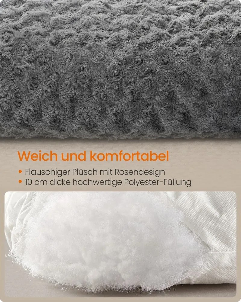 Cama para cães L 95 x 60 cm com estofamento macio cinza ardósia