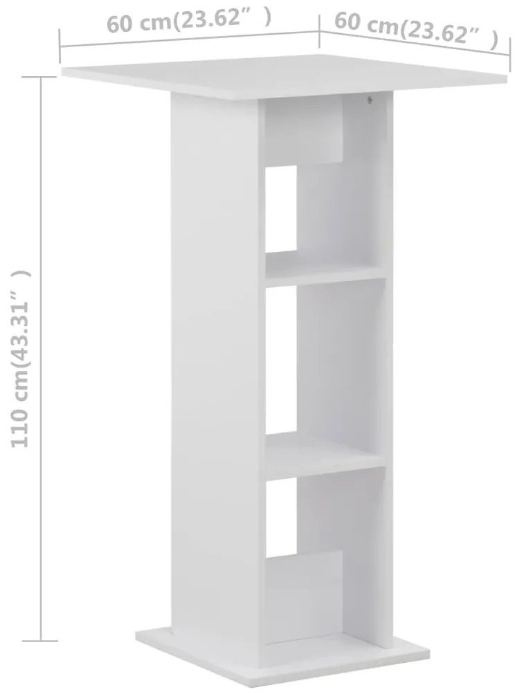 Mesa de bar 60x60x110 cm branco