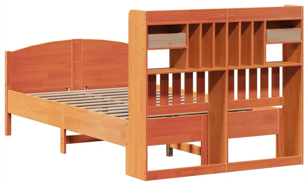 Cama com estante sem colchão 135x190 cm pinho maciço
