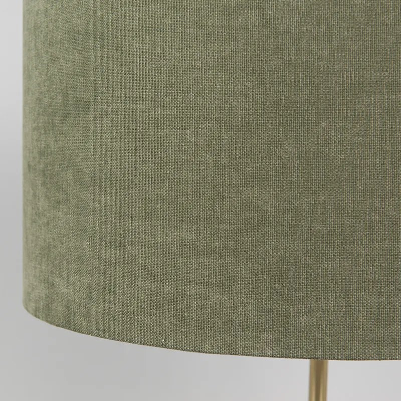 Candeeiro de mesa em latão com cúpula verde 35 cm - Kaso Moderno