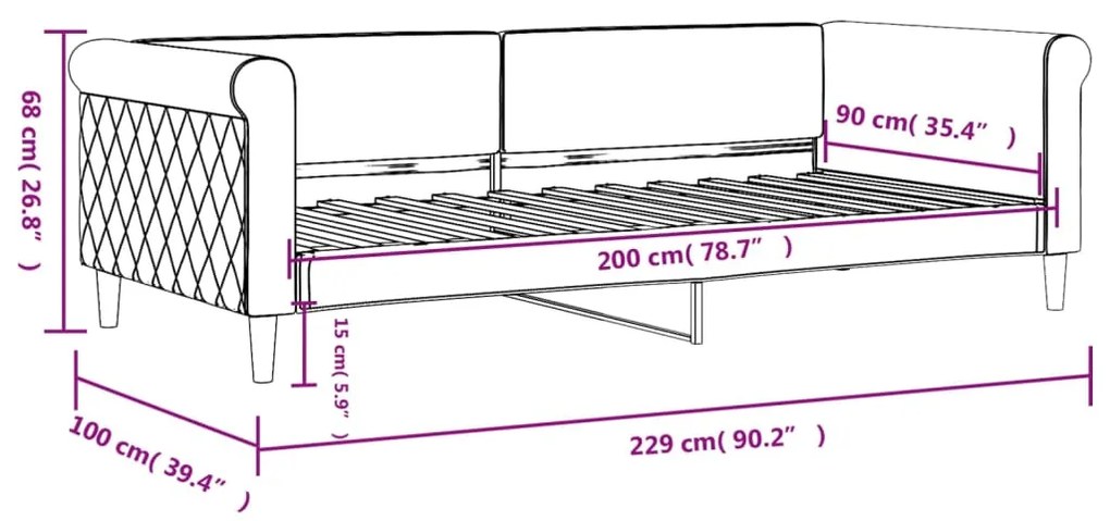 Sofá-cama 90x200 cm veludo azul