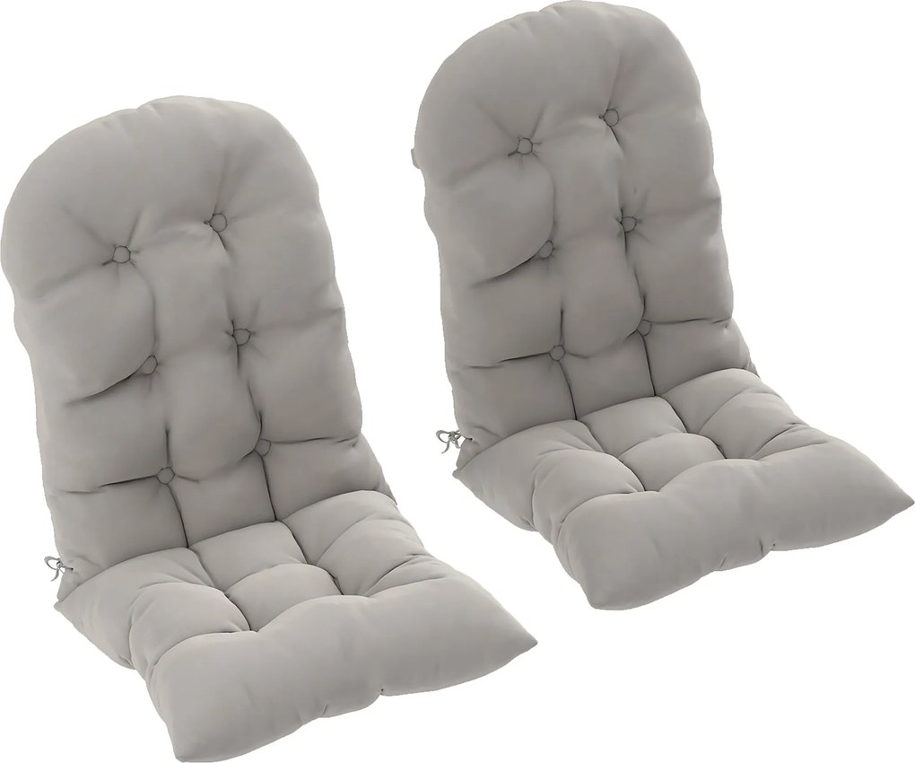 Outsunny Conjunto de 2 almofadas de assento para cadeira Adirondack com fixações seguras, design capitonné macio e espesso, cinza claro | Aosom Portugal