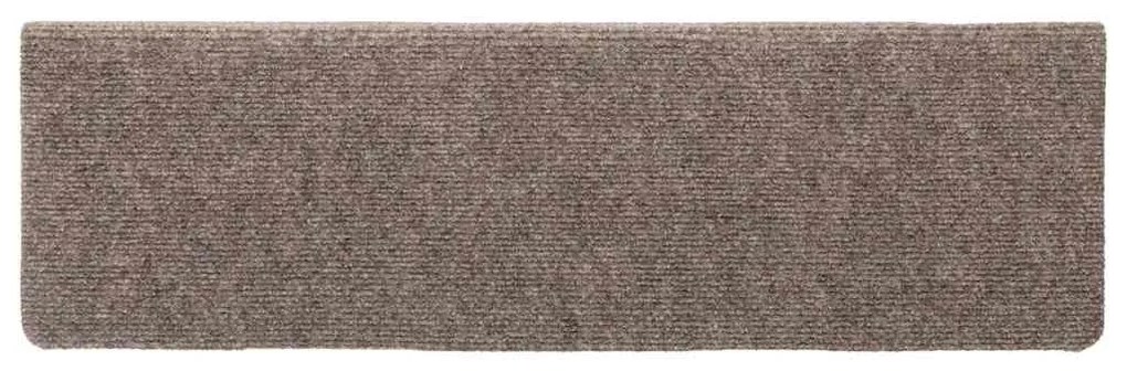 Tapetes de escada 15 pcs 65x21x4 cm tecido agulhado cor creme