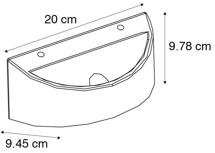 Candeeiro de parede rústico em betão semicircular - Adelaide