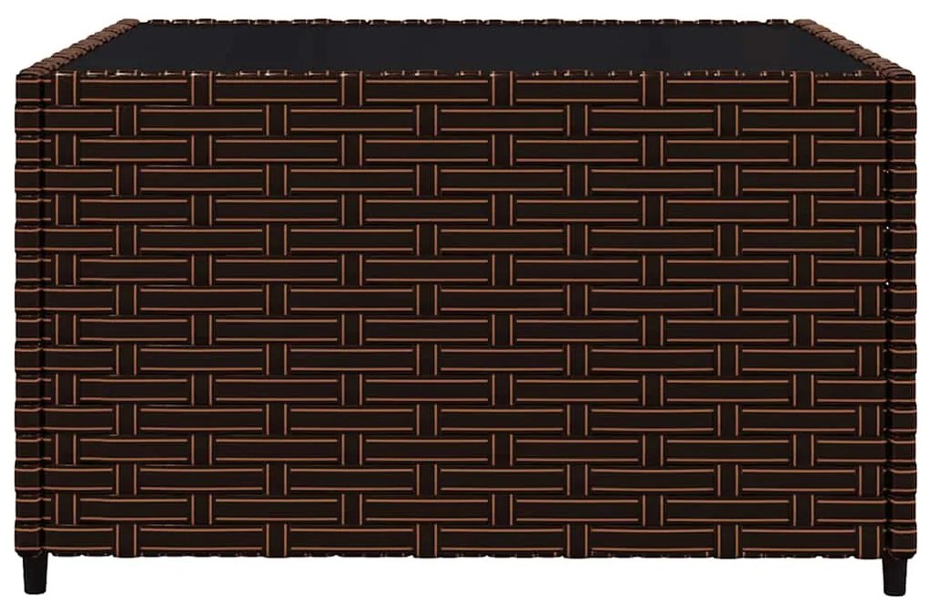 3 pcs conjunto lounge jardim c/ almofadões vime PE castanho