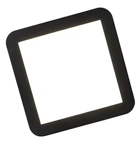 Candeeiro de teto preto 22,5 cm quadrado com LED regulável em 3 níveis IP44 - Steve