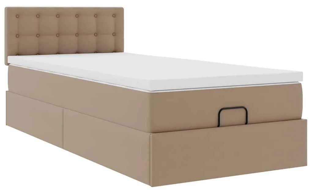 Cama otomana com colchão 80x200 cm couro artificial cappucino