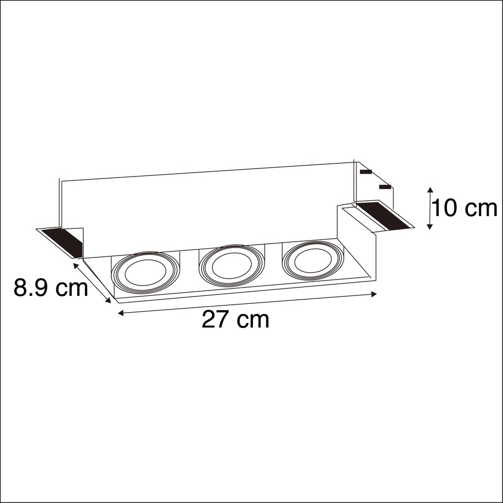 Foco embutido branco rotativo e inclinável sem moldura 3 luzes - Oneon Design,Moderno