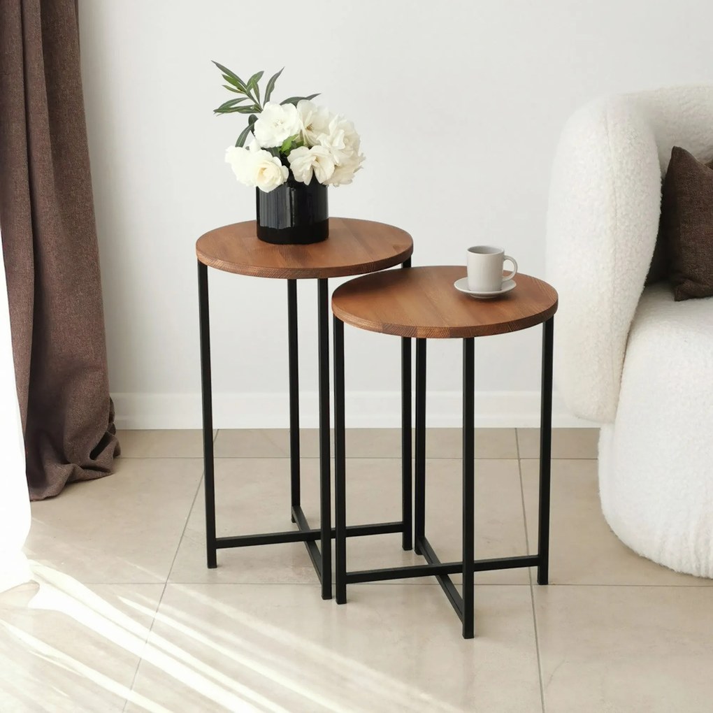 Mesa de Centro Neta – Carvalho – Grande: 35x55x35 cm / Pequena: 35x50x