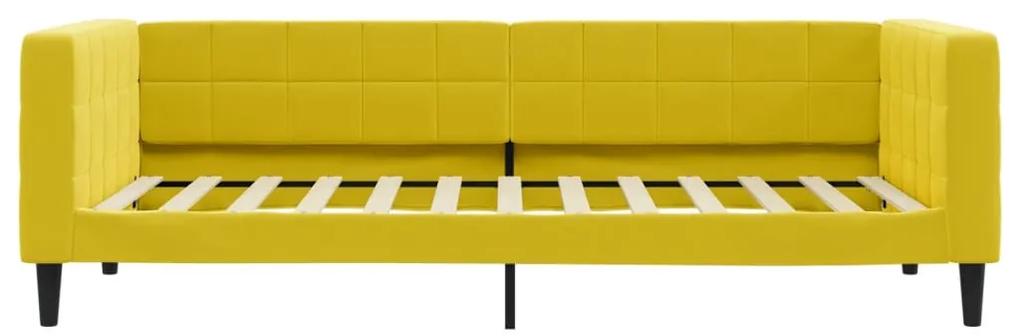 Sofá-cama com gavetão 100x200 cm veludo amarelo