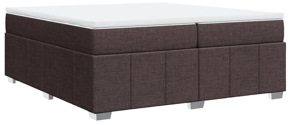 Cama com molas/colchão 200x200 cm tecido castanho-escuro