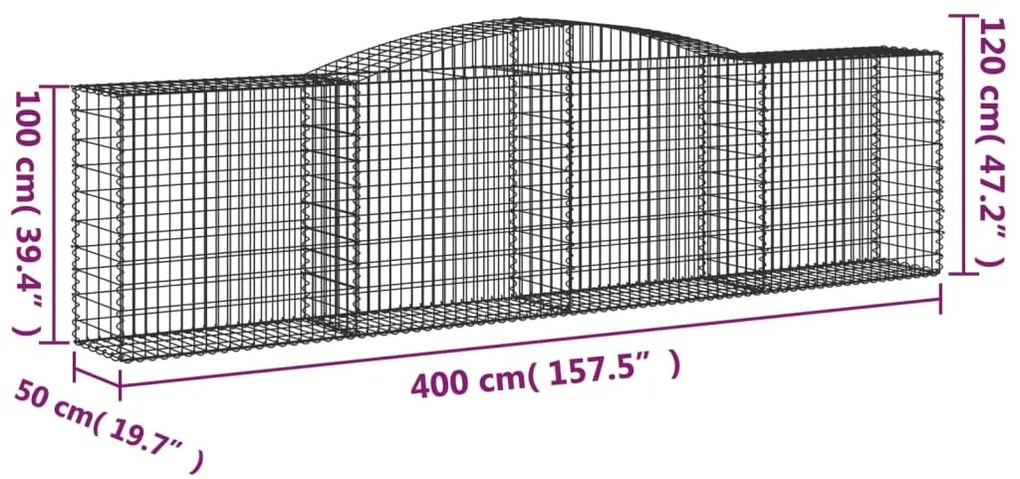 Cestos gabião arqueados 5pcs 400x50x100/120cm ferro galvanizado