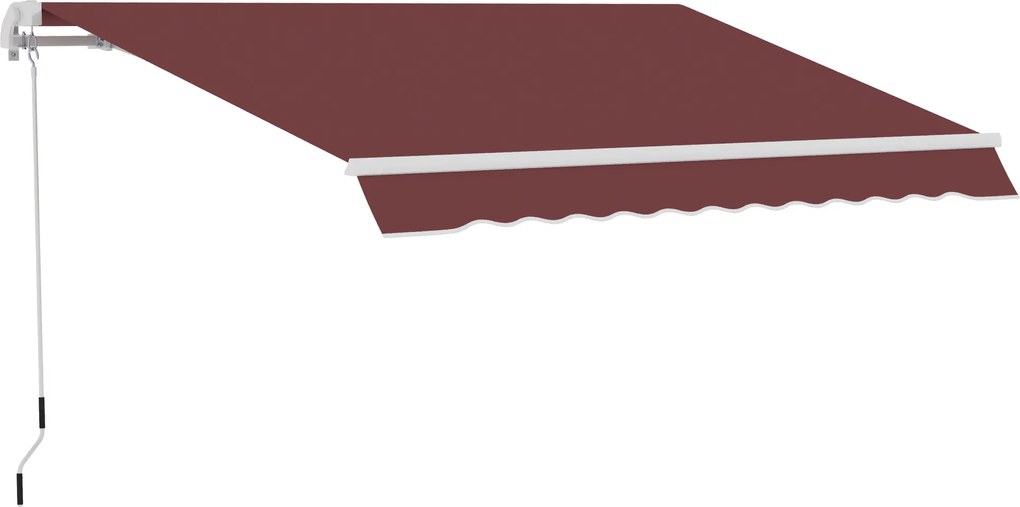 Toldo Manual Retrátil 3,5x2,5 m com Ângulo Ajustável Manivela Estrutura de Alumínio e Proteção UPF30+ Vinho Tinto