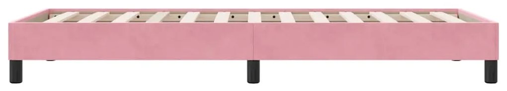 Estrutura de cama com colchão 100x220 cm veludo rosa