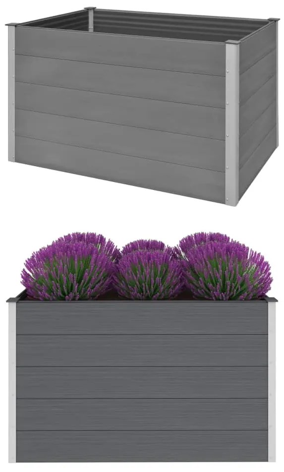 Canteiro elevado para jardim WPC 150x100x91 cm cinzento