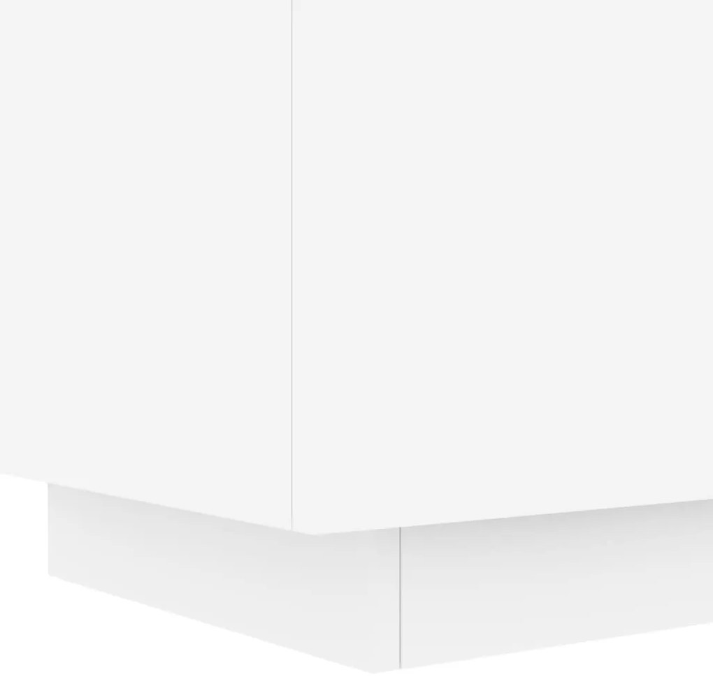 Mesa de cabeceira com luzes LED derivados de madeira branco