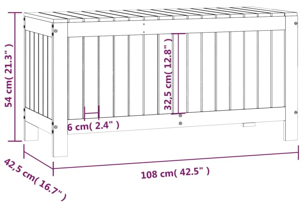 Caixa de arrumação jardim 108x42,5x54 cm pinho maciço cinzento